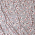 Cloud grey cotton lawn fabric with beige, maroon and cerise pink print in floral design-D9019