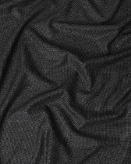 قماش مناسب من الصوف الإنجليزي الفاخر باللون الرمادي الفحمي 120 مع تصميم ذاتي أسود-D11439