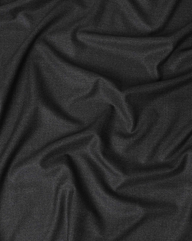 قماش مناسب من الصوف الإنجليزي الفاخر باللون الرمادي الفحمي 120 مع تصميم ذاتي أسود-D11439