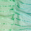 Multicolor synthetic chiffon fabric with gold stripe having same tone metallic dot foil in stripe design-D13652 Regal Fabrics