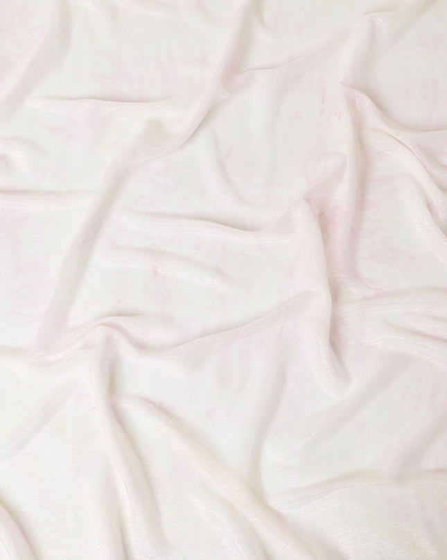 Light pink synthetic chiffon fabric with same tone, beige print having pink metallic lurex in batik design-D9752