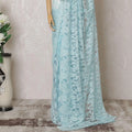 Electric blue Premium pure French chantilly lace saree in floral design-D14569 Regal Fabrics