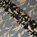 Black Premium pure silk chiffon with gold metallic lurex in Leaf design-D11358