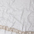 Rhino grey nylon tulle fabric with white and gold embroidery having gold sequins in fancy design-D6904 - Regal Fabrics