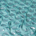 Sea green silk chiffon fabric with baby blue and copper metallic lurex in floral design-D8045