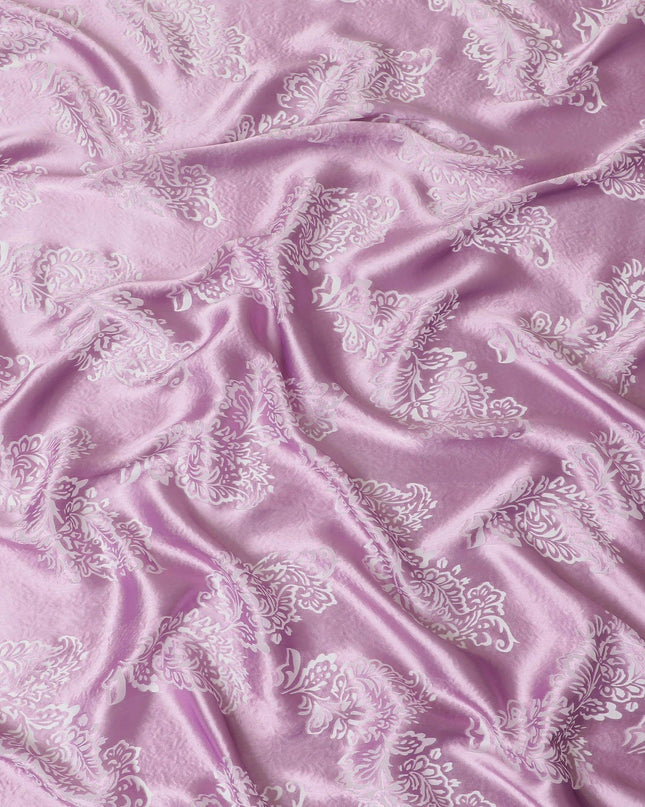 قماش شيفون حريري خالص فاخر باللون الوردي الخزامي بتصميم زهور-D13109
