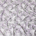 Off white synthetic crepe fabric with light lilac and turquoise green print having stone work in floral design-D15306 - Regal Fabrics