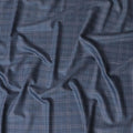 Denim blue Premium pure Italian Super 130's all wool suiting fabric with blue and grey checks design-D14803 Regal Fabrics