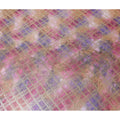قماش شيفون من الحرير الخالص متعدد الألوان مع لوريكس معدني ذهبي بتصميم مربعات -D11414