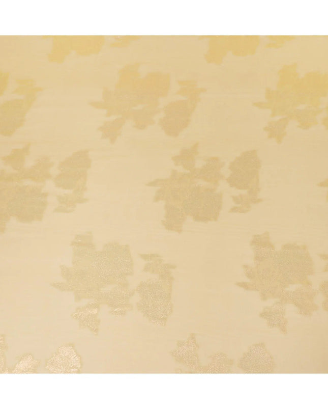 Dull gold synthetic chiffon fabric with copper metallic lurex in floral design-D8679 Regal Fabrics