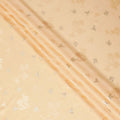Peach Premium pure silk crepe fabric with same tone jacquard having gold metallic lurex weave in floral design-D14639 - Regal Fabrics