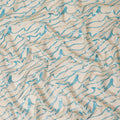 Sand beige premium pure silk chiffon fabric with azure metallic lurex in abstract design-D11515