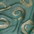 Sage green to forest green premium pure silk chiffon fabric with gold metallic lurex in ombre design-D13715 Regal Fabrics