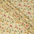 Banana yellow Premium pure silk crepe fabric with multicolor print in floral design-D13862