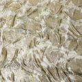 Olive green, beige premium pure French (Fransawi) silk chiffon fabric with gold metallic lurex in floral design-D14119