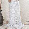 White Premium Pure French chantilly lace saree having stone work in floral design-D13462