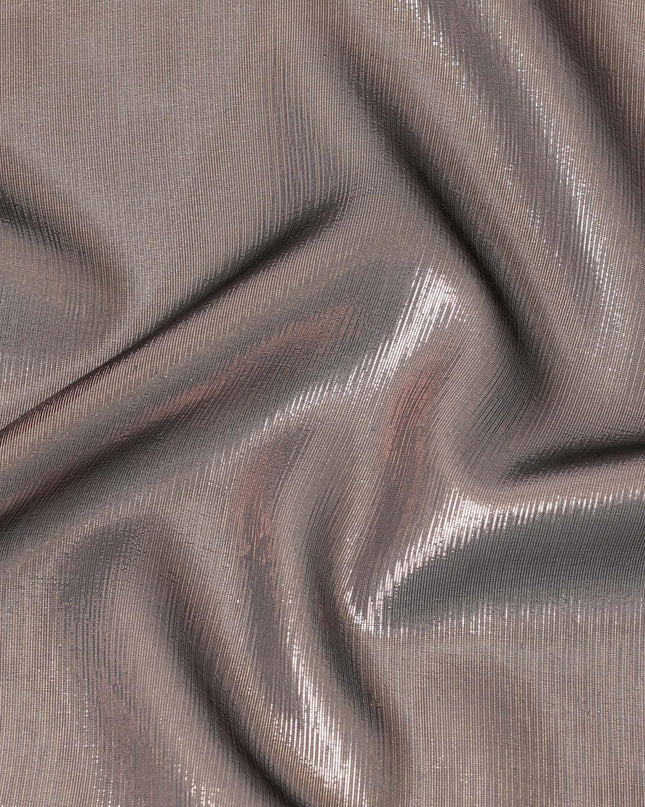 Copper brown plain premium pure French (Fransawi) silk chiffon fabric with same tone metallic lurex-D12708