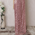 Salmon pink Premium pure French chantilly lace saree having stone work in floral deisgn-D14599 Regal Fabrics