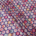 Purplish blue synthetic georgette fabric with multicolor print in geometric design-DD13314