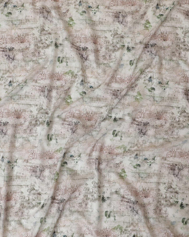 Moss green cotton lawn fabric with same tone and neon green print in abstract design-D9016 Regal Fabrics