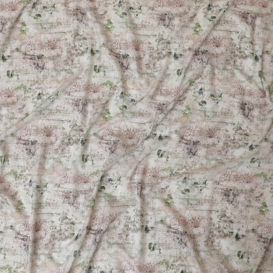 Moss green cotton lawn fabric with same tone and neon green print in abstract design-D9016 Regal Fabrics