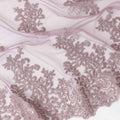 Thistle purple nylon tulle fabric with same tone embroidery in floral design-D6685