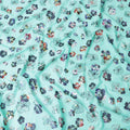 Vista blue cotton voile fabric with multicolor metallic foil print in floral design-D6750
