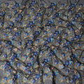 Black synthetic chiffon fabric with multicolor embroidery in floral design-D12486 Regal Fabrics