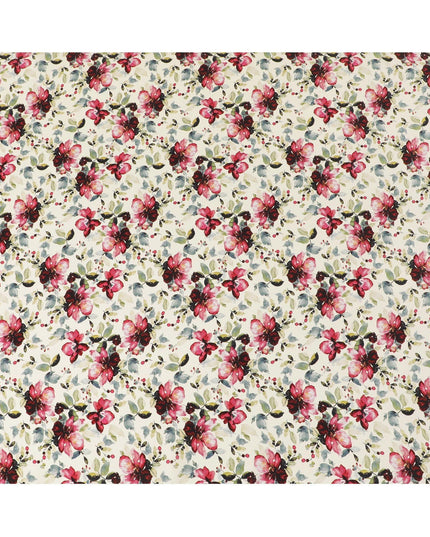 Cream viscose fabric with multicolor print in floral design-D12256 Regal Fabrics