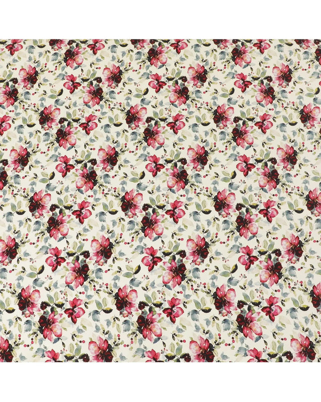 Cream viscose fabric with multicolor print in floral design-D12256 Regal Fabrics