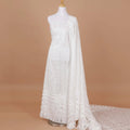 White nylon tulle fabric with same tone embroidery in fancy design-D9186 Regal Fabrics