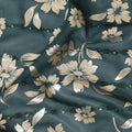 Bottle green synthetic georgette fabric with same tone embroidery, gold sequins having gold foil print in floral design-D12232