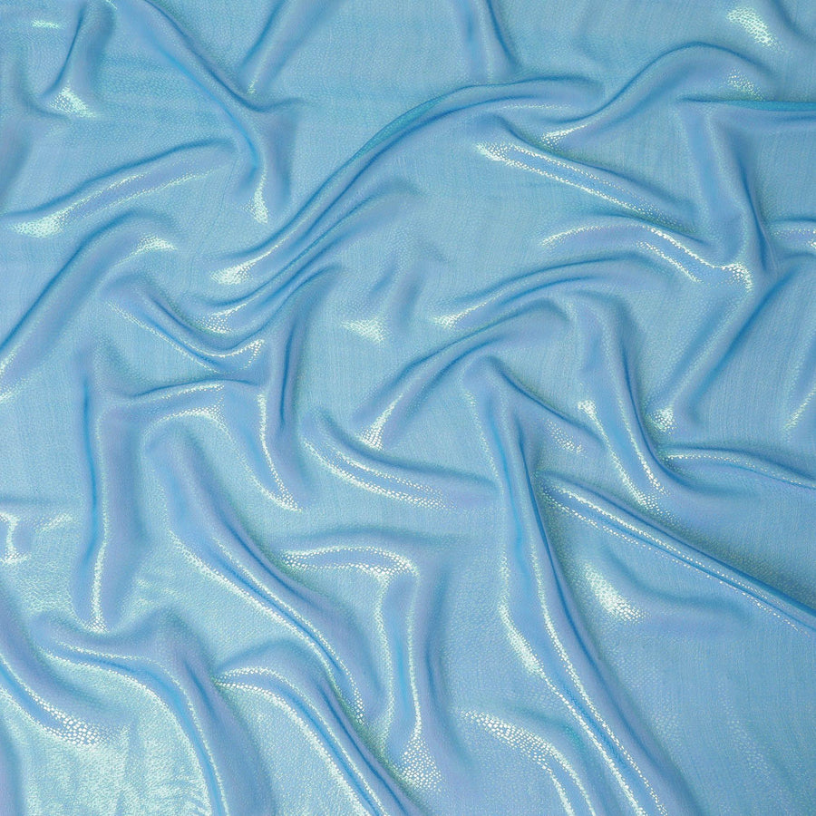 Sky blue Premium pure silk chiffon fabric with same tone metallic lurex in self design-D13550