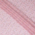 Baby pink Premium pure silk chiffon fabric with multicolor metallic lurex in dot design-D15334