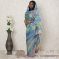 Multicolor Premium pure silk chiffon thobe with gold metallic lurex in abstract design-D14355 Regal Fabrics