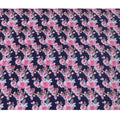 قماش كريب صناعي باللون الأزرق الداكن مع طباعة متعددة الألوان بتصميم الأزهار-D14461