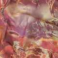 Squash orange Premium 100% Italian cotton voile (Sudanese Thobe) fabric with red and burgundy print having golden metallic foil finish in floral design-D13534 - Regal Fabrics
