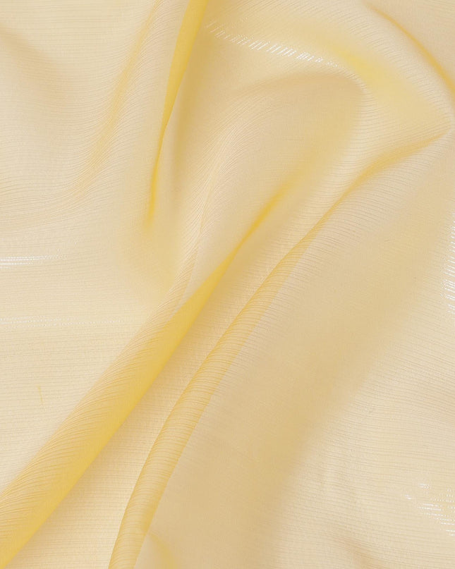 قماش شيفون حرير فرنسي عادي أصفر عباد الشمس مع لمسة نهائية لامعة-D6479
