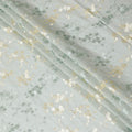 Laurel green premium pure cotton voile fabric with same tone and beige embroidery in floral design-D13630