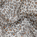 Silver pure silk chiffon fabric with black and orange print in animal skin design-D9309