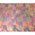 Multicolor premium pure handprinted silk chiffon fabric with gold metallic lurex in fancy design-D10416