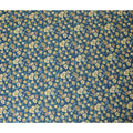 Turkish blue Premium Spanish 100% Cotton with sea green, off white and mustrad yellow print in floral design-D9236 Regal Fabrics