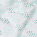 White cotton voile fabric with same tone and turquoise green embroidery in Leaf design-D9772 Regal Fabrics