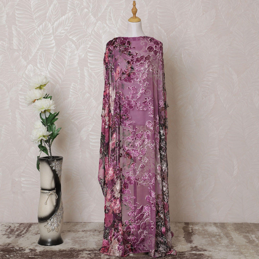 قماش مخمل ديراك ممزوج بالحرير الخالص متعدد الألوان مع نفس اللون من اللوريكس المعدني بتصميم الأزهار-D14878