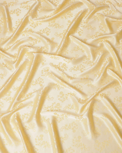 قماش ساتان حريري خالص فاخر باللون الذهبي مع جاكار معدني بنفس اللون بتصميم زهور -D14628
