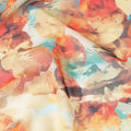 Blonde yellow cotton voile fabric with orange, brown and turquoise blue print in fancy design-D6758 Regal Fabrics