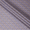 Royal blue cotton satin fabric with mustard yellow, scarlet red and lavender print in Paisley design-D11925 Regal Fabrics