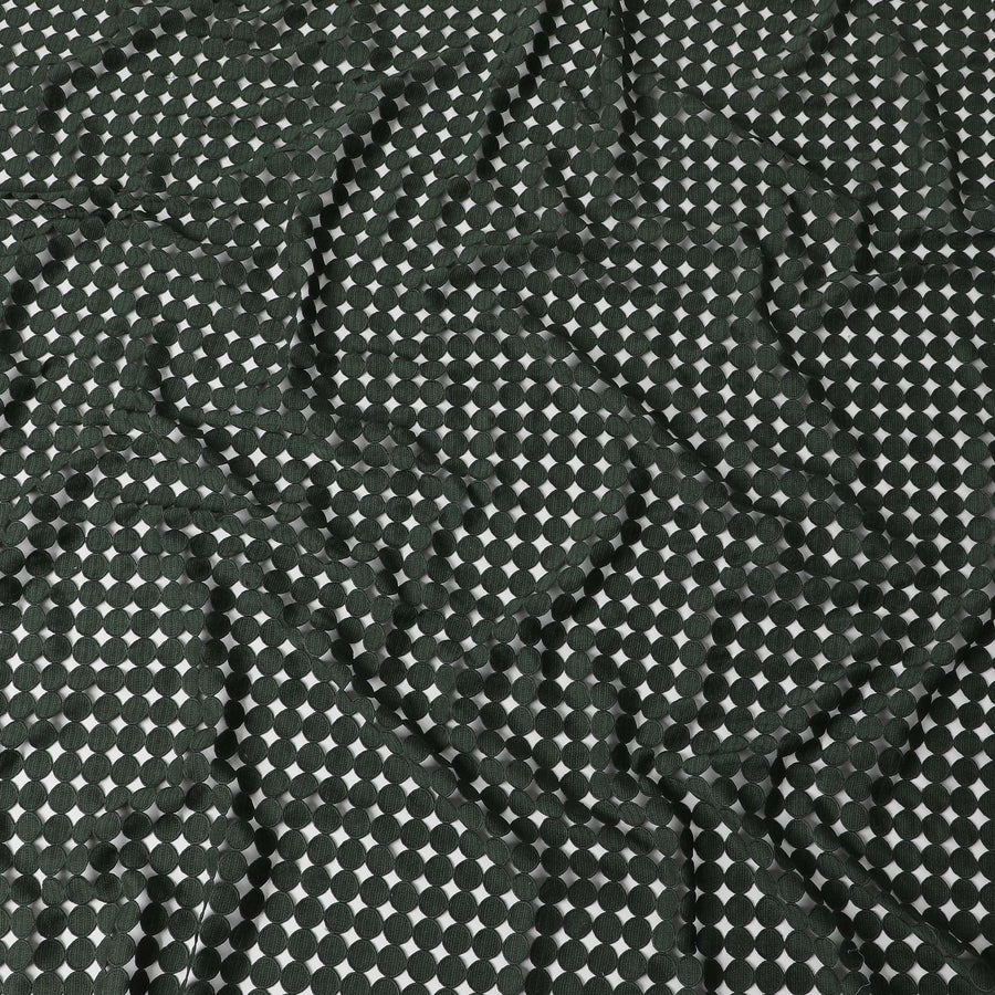 Pine green guipure lace fabric in circular design