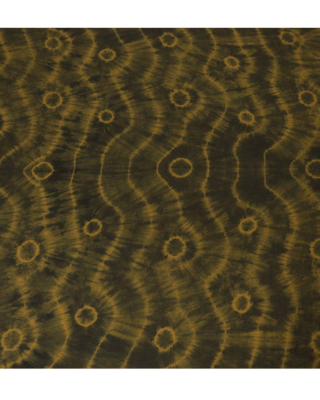 Black viscose fabric with mustard yellow tie & die print in batik design-D14085