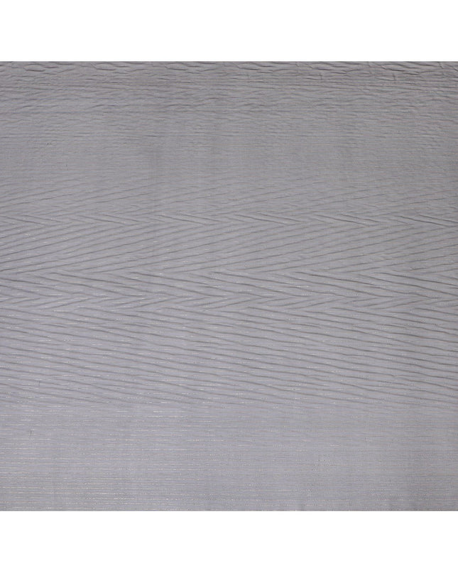 قماش شيفون من الحرير الخالص باللون الأزرق الداكن مع لوريكس معدني ذهبي بتصميم مخطط - D8596